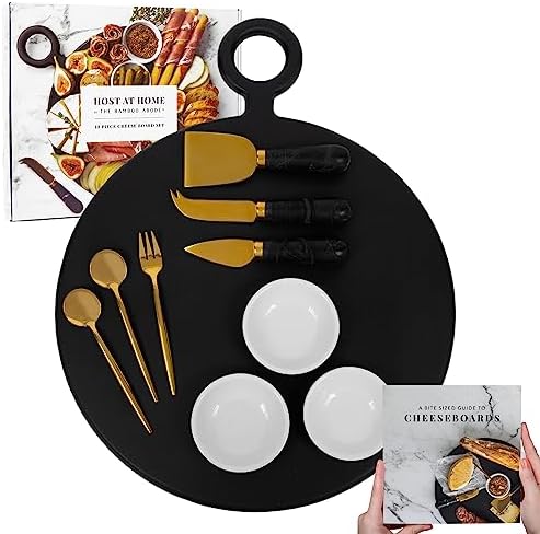 10 Piece Cheese and Charcuterie Board Set, Black, Host at Home by The Bamboo Abode, Cheese Tray with Charcuterie Accessories, Kitchen Gifts, House Warming Gift New Home