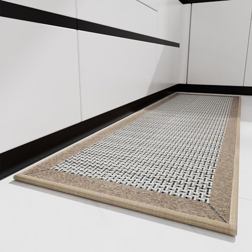 PADOOR Kitchen Rugs and Kitchen Mats Non Skid Washable - Non Slip Absorbent Kitchen Runner Rugs for Floor, Machine Washable Standing Mats for in Front of Sink,Laundry Room,Hallway(20"x47",Brown)