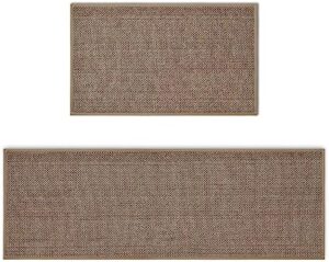 Artoid Mode Washable Non-Skid Kitchen Rugs and Mats Set of 2, Rubber Backing Kitchen Mats for Floor Front of Sink Home Decor - 17x29 and 17x47 Inch