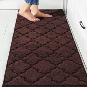 COSY HOMEER Soft Kitchen Floor Mats for in Front of Sink Super Absorbent Kitchen Rugs and Mats 20"x59" Non-Skid Kitchen Mat Standing Mat Washable,Polyester,Brown