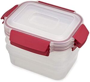 Joseph Joseph Nest Lock Plastic BPA Free Food Storage Container Set with Lockable Airtight Leakproof Lids, 6-Piece Set/37oz, Red