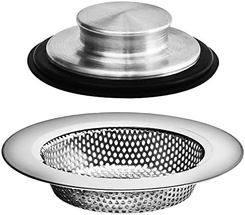 2PCS - Kitchen Sink Drain Strainer and Anti-Clogging Stopper Drainer Set for Standard 3-1/2 Inch