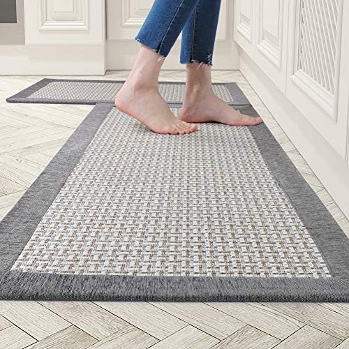 AMOAMI Rugs and Mats Non Skid, Washable, Absorbent for Large Kitchen Floor, Front of Sink, 2 PCS Set 20"x32"+20"x48"