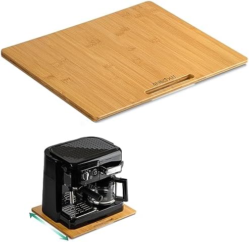 ANBOXIT Bamboo Appliance Slider, Sliding Tray for Coffee Maker, Kitchen Countertop Appliance Rolling Tray, Coffee Pot Slider Tray with Rubber Wheels, Wide - Large (13"D x 16"W)