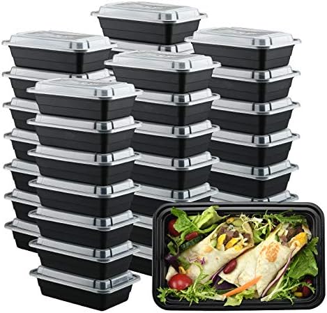 BENTOOOGO 50 Pack Plastic Meal Prep Containers, Reusable Disposable Food Storage Container with Lids 28oz, Lunch Bento Box, Food Prep Container,Takeout Deli Togo Containers