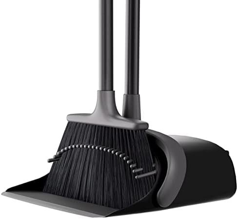 Broom and Dustpan Set, Broom and Dustpan, Broom and Dustpan Set for Home, Upgrade 52" Long Handle Broom with Stand Up Dustpan Combo Set for Office Home Kitchen Lobby Floor Use, Dust pan and Broom Set