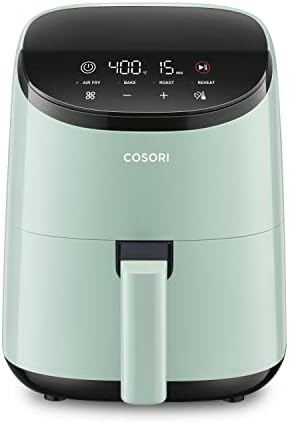 COSORI Small Air Fryer Oven 2.1 Qt, 4-in-1 Mini Airfryer, Bake, Roast, Reheat, Space-saving & Low-noise, Nonstick and Dishwasher Safe Basket, 97% less oil, Sticker with 6 Reference Guides, Green