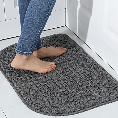 COSY HOMEER 27X18 Inch Anti Fatigue Kitchen Rug Mats are Made of 100% Polypropylene Half Round Rug Cushion Specialized in Anti Slippery and Machine Washable (Grey 1pc)