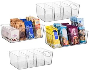 ClearSpace Plastic Pantry Organization and Storage Bins with Removable Dividers – Perfect Kitchen Organization or Kitchen Storage – Refrigerator Organizer Bins, Cabinet Organizers (4 Pack)