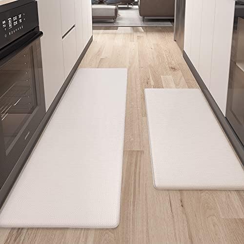 Color G Kitchen Rugs, Kitchen Rug Set 2 Piece Kitchen Runner Rug Kitchen Floor Mat, Cushioned Anti Fatigue Kitchen Mat Non Skid Waterproof Comfort Standing Kitchen Rug, 17"x29"+17"x59", Wheat