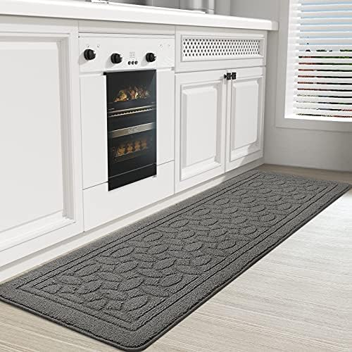 Color G Non Skid Kitchen Runner Rug Machine Washable Floor Mat, Easy to Clean, 18"x59", Grey