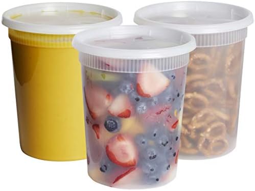 Comfy Package [24 Sets - 32 oz.] Plastic Deli Disposable Food Storage Containers With Airtight Lids