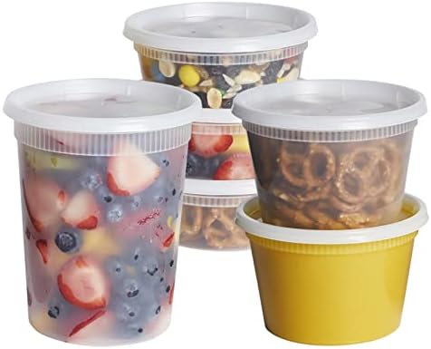 Comfy Package, Plastic Deli Containers With Airtight Lids - 8 oz, 16 oz, 32 oz. - Food Storage/Soup Containers [48 Sets - Combo]