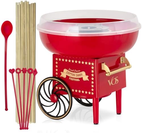 Cotton Candy Machine Kit - Red Retro Sugar Candy Maker, Effortless Home Cotton Candy Maker Machine with Comprehensive User-Friendly Guide, Ideal for Parties & Fun Gatherings