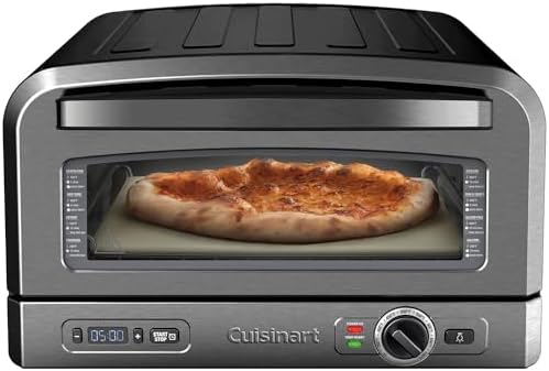 Cuisinart Indoor Pizza Oven, Portable Countertop Pizza Oven that Bakes 12" Pizzas in Minutes, Black Stainless Steel, CPZ-120BKS