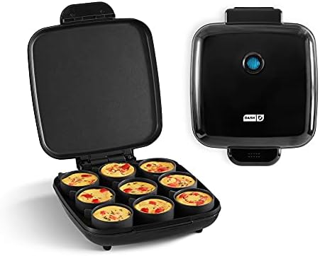 DASH Sous Vide Style Family Size Egg Bite Maker for Breakfast Bites, Sandwiches, Healthy Snacks or Desserts, Keto & Paleo Friendly (9 Servings), Black