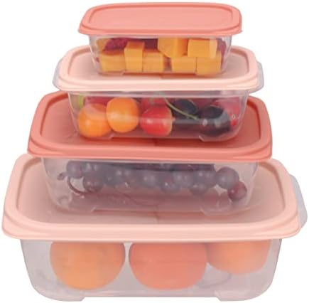 EOSVAROG Food Storage Containers with Lids - Plastic Nesting Containers for Food - BPA Free Stackable Storage Containers for Kitchen - Pink Microwave Safe Leftover Container Set