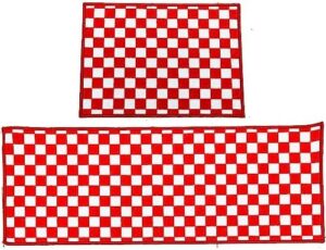 EUCH 2 Piece Carpet Rubber Backing Non-Slip Kitchen Mat Doormat Area Rugs (Red, 17"x23"+17"x47")