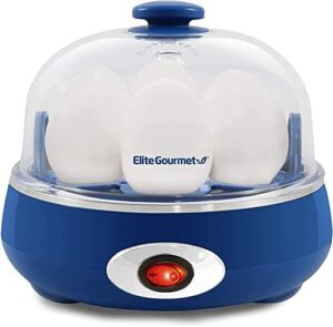 Elite Gourmet EGC322CBL Easy Egg Cooker Electric 7-Egg Capacity, Soft, Medium, Hard-Boiled Egg Cooker with Auto Shut-Off, Measuring Cup Included, BPA Free, Classic Blue