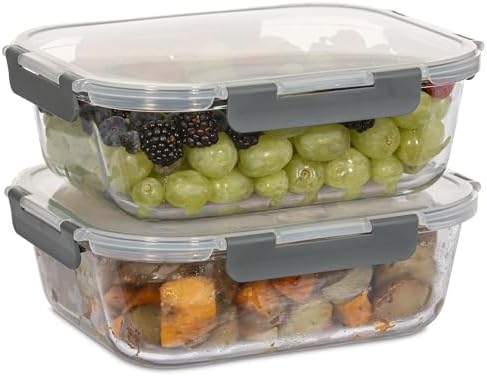 FOOD BOUTIQUE - 10 Cups Large Glass Food Storage Container with Lid set