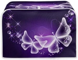 FOR U DESIGNS Butterfly Toaster Cover Purple 4 Slice, Large Kitchen Appliance Cover Toaster Appliance Dust Proof Fingerprint Protector