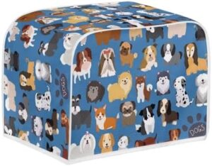 FOR U DESIGNS Cute Puppy Dogs Print 2 Slice Toaster Cover Small Kitchen Appliance Bread Maker Dust and Fingerprint Protection Dustproof Cover Washable