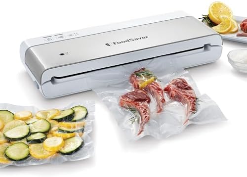 FoodSaver Compact Vacuum Sealer Machine with Sealer Bags and Roll for Airtight Food Storage and Sous Vide, White