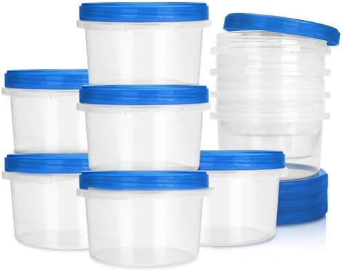 Freezer Containers with Twist Top Lids, Ultra Thick Reusable Round Airtight Food Storage Container for Fruit/Deli/Lunch/Soup/Overnight Oats, BPA Free Stackable Meal Prep Containers [10 Pack-16 oz]