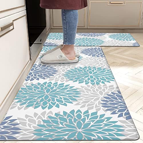 HEBE Anti Fatigue Kitchen Floor Mats Set of 2 Thick Cushioned Kitchen Rugs and Mats Set Non Slip Waterproof Kitchen Mats for Floor Comfort Mat Floor Carpet for Kitchen Sink,Laundry