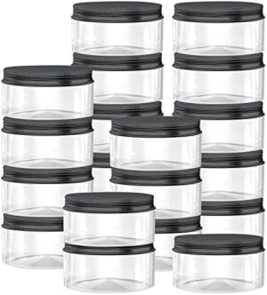 HNXAZG 1 oz Plastic Jars with Aluminum Lid Leak Proof Clear Containers Jars for Store Liquid, Cosmetic, Cream, 20 Pcs.