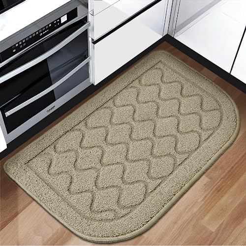 HOTBALZER 18×27 Inch Kitchen Rugs, Comfort Standing Kitchen Mats for Floor is Made of 100% Polypropylene, Kitchen Rugs and Mats Non Skid Washable for Kitchen, Floor, Office, Sink, Laundry, Beige