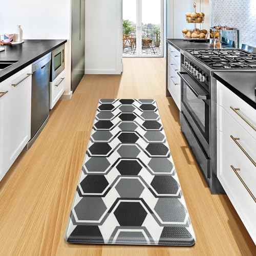 HOTBALZER Kitchen Mat, Cushioned Kitchen Rugs, Waterproof Non-Slip Anti Fatigue Kitchen Floor Mats, Comfort Ergonomic Standing Desk Mat for Floor Home Office Laundry (17.3''x47'')