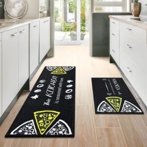 HOTBALZER Kitchen Rugs Sets of 2,Washable Kitchen Mat Set,Non Slip Super Absorbent Kitchen Rugs and Mats for Floor Decorations,17x48 Inch+17X24 Inch Standing Mat for Kitchen,Floor,Home,Sink,Laundry