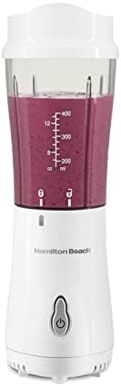 Hamilton Beach Portable Blender for Shakes and Smoothies with 14 Oz BPA Free Travel Cup and Lid, Durable Stainless Steel Blades for Powerful Blending Performance, White ( 51101V)