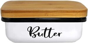 Home Acre Designs Butter Dish with Lid for Countertop - Unbreakable Metal Container & Covered Mess-Free Butter Keeper - Large Vintage Farmhouse Style Dishes