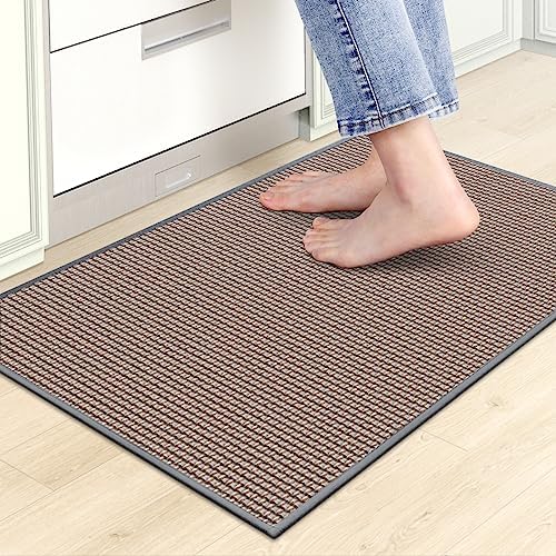 Kitchen Mats for Floor,Kitchen Rug, Nonskid, Washable,Absorbent Kitchen Runner Rug for in Front of Sink,Entryway,Rubber Backing Indoor Door Mat,Farmhouse Style Standing Mat,17.3"x28",Grey