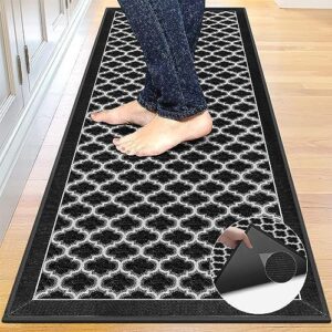 Kitchen Rugs and Mats Non Skid Washable - Farmhouse Black Kitchen Runner Rug Washable - Fall Kitchen Mats Rubber Kitchen Mats for Floor Non Slip, Black Kitchen Carpet Kitchen Fatigue Mat, 60"x26"