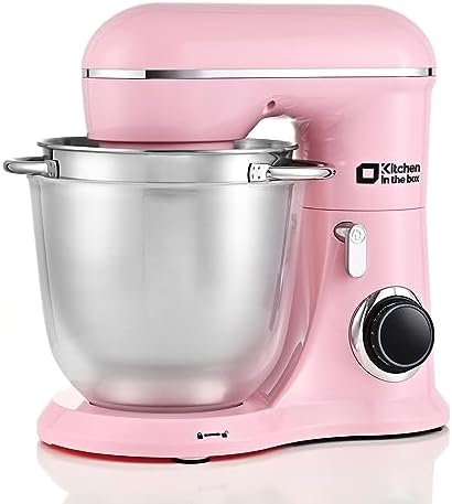 Kitchen in the box Stand Mixer, 4.5QT+5QT Two bowls Electric Food Mixer, 10 Speeds 3-IN-1 Kitchen Mixer for Daily Use with Egg Whisk,Dough Hook,Flat Beater (Pink)