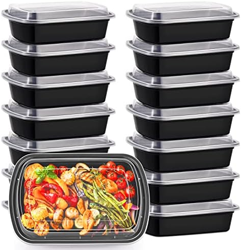 Kitch’nMore 38oz Meal Prep Containers, Extra Large &Thick Food Storage Containers with Lids, Reusable Plastic,Disposable Bento Box,Stackable,Microwave/Freezer/Dishwasher Safe, BPA Free (30Pack)