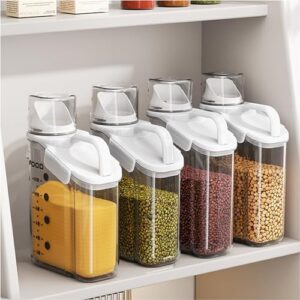 LANGMINGDE 1 Piece Cereal Containers Storage, 2.8L/95oz Airtight Large Dry Food Storage Containers with Pouring Spout Measuring Cup for Snacks Grain Rice,BPA Free Dispenser Plastic Bin, 1PC White