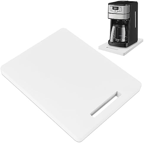 MissionMax White Bamboo Appliance Sliding Tray: Streamline Your Kitchen Counter Top with a Roll-out Shelf for Standard US Coffee Maker & Small Appliances, Fits Perfectly Under Cabinet