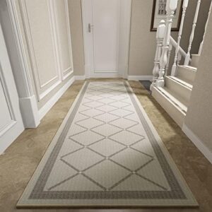 MontVoo Runner-Rug, Non Slip Hallway Carpet-Runner, Washable Runner Rugs with Rubber Backing, Entrance Rugs Indoor, Laundry Room Rug 2x8ft Beige