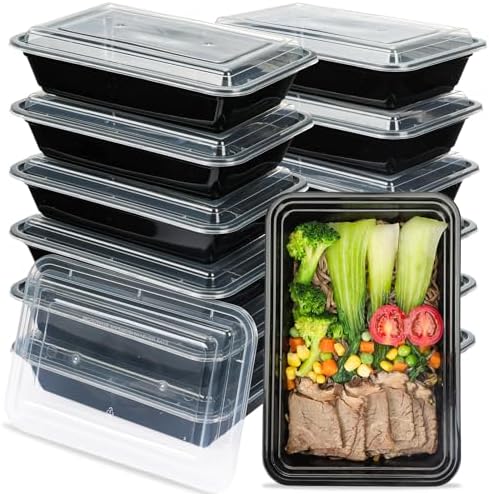 Moretoes 30 Pack 32oz Meal Prep Containers 1 Compartment Plastic Meal Box With Lids Food Storage Containers Plastic Stackable To Go Boxes Microwave, Freezer, Dishwasher Safe