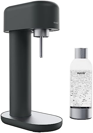 Mysoda Ruby 2 Sparkling Water Maker - Silent Carbonated Water Machine Made of Robust Long-Lasting Aluminium & 1L Water Bottle - Quick Lock Mechanism Soda Maker For Kitchen Appliances - Black Copper