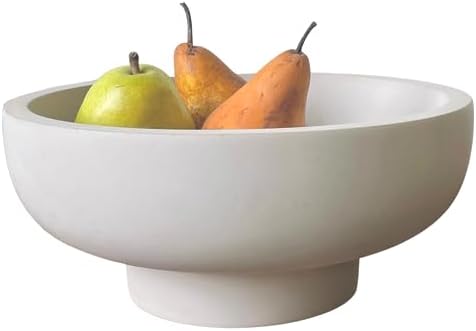 OAKOA Concrete Fruit Bowl for Kitchen Counter - Large Decorative Bowl for Home Decor - Modern Pedestal Bowl - Key Bowl for Entry Table - Footed Bowl - Entryway Bowl for Keys