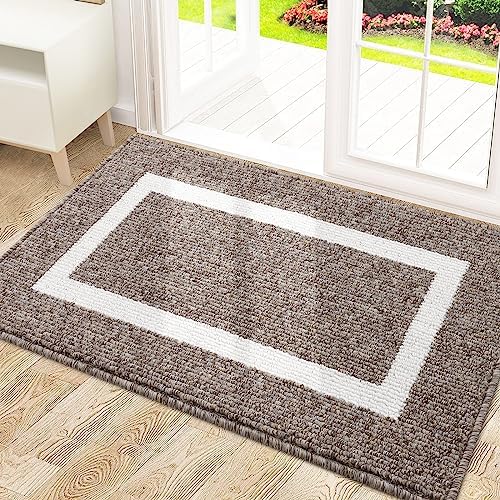 OLANLY Indoor Door Mat, 32x20, Non-Slip Absorbent Resist Dirt Entrance Mat, Washable Low-Profile Inside Entry Doormats for Entryway, Brown