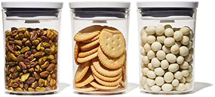 OXO Good Grips 3-Piece Mini Round POP Canisters | Includes three 0.6 Qt/0.6 L Airtight Food Storage Containers | Ideal for tea, sugar cubes | BPA Free | Dishwasher Safe