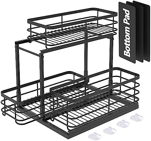 Ofiray-home Under Sink Organizer - 2 Tier Pull Out Cabinet Organizers and Storage, 3 Baskets Slide Out Kitchen Organization for Counter Space, for Bathroom, Pantry, Laundry Room, New Home Essentials