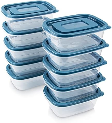 PEDECO 10PCS Food Storage Containers,Freezer Microwave safe,Food Container Sets,BPA Free Plastic Meal Prep Containers & Kitchen Set,Lunch Containers,use for School,Work and Travel,0.53 Quarts Per Box.