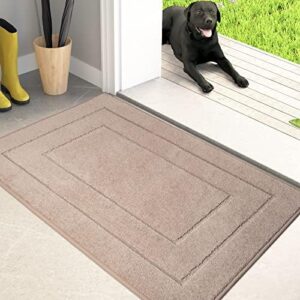 PURRUGS Dirt Trapper Door mat 20" x 31.5", Non-Slip/Skid Machine Washable Entryway Rug, Dog Door Mat, Super Absorbent Welcome mat for Muddy Wet Shoes and Paws, Beige